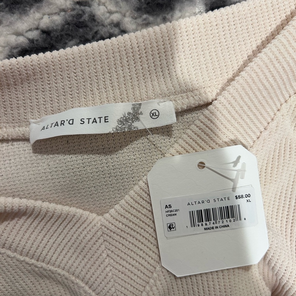 Altar'd State Soft Cream Knit Top